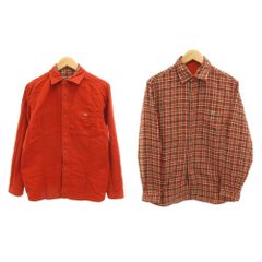 ラコステ LACOSTE リバーシブル チェックシャツ ヘビーオンス 長袖 3 赤 レッド /JS