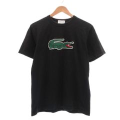 ラコステ LACOSTE Tシャツ クルーネック 半袖 ロゴ刺繍 S 黒 ブラック /SX ■IBO103