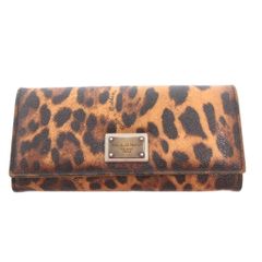 ドルチェ&ガッバーナ ドルガバ DOLCE&GABBANA 長財布 ウォレット レオパード柄 茶 ブラウン ベージュ ゴールドカラー SX ■IBO103