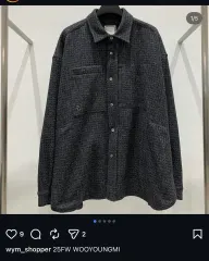 46 WOOYOUNGMI ウーヨンミ ウール CHECK シャツ ブラック