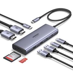 UGREEN 9in1 USB-Cハブ 2つの4K60Hz HDMI対応 5Gbpsデータ転送 100W PD給電 SD/TFカードリーダー 40cm ドッキングステーション|高速データ転送|170MB/s |40cmケーブル|ノートPC対応 3e9afce3