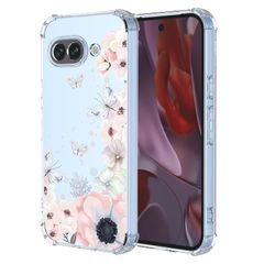 Samyje 対応 Google Pixel 9A ケース 超柔らかい透明スリム TPU 携帯カバー グーグルピクセル9A 保護ケース 可愛い 花柄 シリコンカバー 薄型 落下防止 耐衝撃 傷つけ防止 スマホケース - ピンクの花と蝶 1