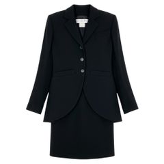 52f10 Christian Dior BOUTIQUE クリスチャンディオール ブティック 2008年 ガリアーノ期 セットアップ スカートスーツ フォーマル テーラードジャケット サイズ42 ブラック ウール シルク レディース 女性服u02t