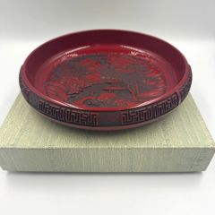 漆器 菓子鉢 堆朱 彫漆 중고
