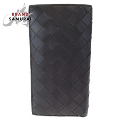 美品 BOTTEGAVENETA ボッテガヴェネタ マキシイントレチャート ブラウン カーフ PO2255077B 長財布 メンズ 506349【中古】