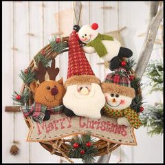 LOOLOOBRO クリスマスリース クリスマス飾り クリスマス花輪 クリスマスリース 玄関ドア用 リース クリスマス かわいい玄関リース 部屋 旅館 店舗飾り 装飾輪 お祝い 誕生日 贈り物 オーナメント 北欧風 雰囲気満点 1