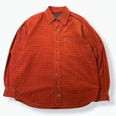 90s~ OUTDOOR LIFE Print Corduroy Shirts L 90年代 アウトドアライフ プリント コーデュロイ チェック シャツ 古着 ヴィンテージ オレンジ
