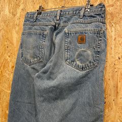 カーハート チェック裏地 デニムパンツ ジーンズ ライニング アイスブルー Carhartt B172 DST 33×30 ジーパン ボトムス メンズ