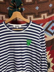 M COMME des GARCONS コム・デ・ギャルソン グリーンハートワッペン ストライプ長袖Tシャツ