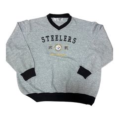 90s Lee SPORT NFL スティーラーズ 刺繍 Vネック スウェット グレー ビッグサイズ 古着