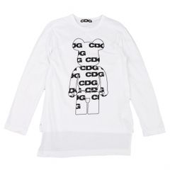 꼼데가르송 ×メディコムトイCDG×MEDICOM TOY ベアブリックプリントカットソー 白黒S
