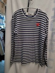 COMME des GARCONS コム・デ・ギャルソン ストライプ ラウンド 長袖Tシャツ レディース L
