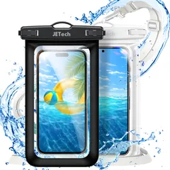 JETech IPX8防水スマホポーチ 防水ポーチ 2枚セット (ブラック+クリア)