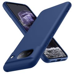 TLOMPLO 対応 Google Pixel 8a ケース シリコン 薄型 tpu スリム 磨り表面 指紋防止 カバー 青
