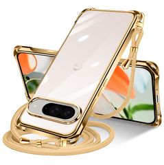 NISIILNG Google Pixel 9 / 9 Pro 用 ケース クリア ショルダー グーグルピクセル9 カバー 縦/横 2WAY 肩掛け