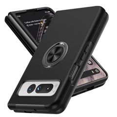 Tgaoleyd 対応 Google Pixel Fold 用のケース リング付き 耐衝撃 車載ホルダー機能対応 TPU+PC 二重構造