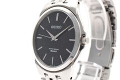 SEIKO セイコー 7N01-0DM0 クオーツ 3針 ブラック 黒 文字盤 バーインデックス ステンレス シルバー ブレス ラウンド 5気圧防水 シンプル ビジネス メンズ ユニセックス 腕時計 稼働品 セイコー腕時計 ウォッチ WATCH QUARTZ