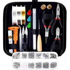新品 Flushbay 金具パーツセットジュエリー作りキット アクセサリーパーツ ピアスイヤリング ネックレス 手芸 専用 アクセサリー 工具セット 収納袋付き