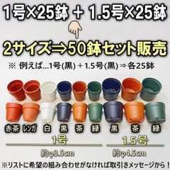 新 ミニプラ鉢専門店＊色を選べます＊ミニプラ鉢1号×25鉢＋1.5号×25鉢⇒計50鉢セット＊一寸鉢＊多肉植物・塊根植物コーデックス・アガベ・サボテン・盆栽・観葉・ハオルチア・アデニウム・パキポディウム＊グラキリス・実生・さし芽・さし木＠フラワーショップ江口