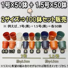 新 ミニプラ鉢専門店＊色を選べる＊ミニプラ鉢1号×50鉢＋1.5号×50鉢⇒計100鉢セット＊一寸鉢＊多肉植物・塊根植物コーデックス・アガベ・サボテン・盆栽・観葉・ハオルチア・アデニウム・パキポディウム＊グラキリス・実生・さし芽・さし木＠フラワーショップ江口