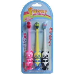 【単品】ピタット ファニー歯ブラシ 吸盤付 パンダ 3本セット
