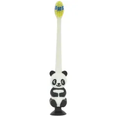 【単品】ピタット パンダ歯ブラシ 吸盤&キャップ付 ブラック 1本入