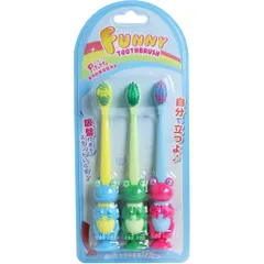 【単品】ピタット ファニー歯ブラシ 吸盤付 カエル 3本セット