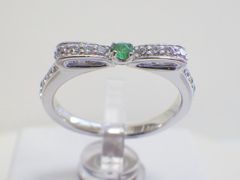 予約商品・約2週間で発送 ＊＊シルバー925・日本製＊＊5月の誕生石リボンデザインリング《エメラルド》 エメラルド サイズ5番〜 エメラルド サイズ14番