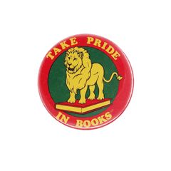 ライオン TAKE PRIDE IN BOOKS ヴィンテージ 缶バッジ イギリス 80's 레트로 缶バッチ ピンバッジ brooch-8878