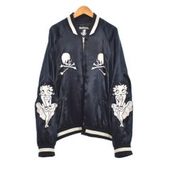 マスターマインド mastermind JAPAN ワールド WORLD ベティ BETTY BOOP スカジャン ブルゾン ジャケット L 黒 ブラック 紺 ネイビー MW25C15-BL100