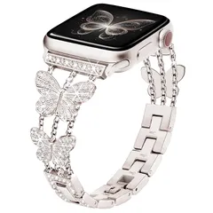 【新品】 Sovioキラキラ蝶ブレス対応Apple Watch バンド レディース42mm(Series 11 10) 41mm 40mm 38mm