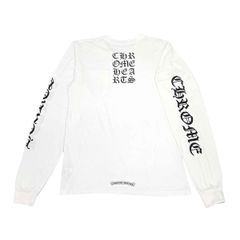 クロムハーツ ヴァーティカルロゴ ロングスリーブ Tシャツ メンズ ホワイト CHROME HEARTS【中古】 【アパレル・小物】
