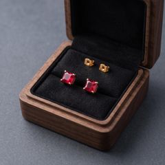 스퀘어 질 컴피어스 레드 골드 18K 도금 스테인레스 1알 빨간 금속 알레르기 대응 2개 세트 서지컬 스테인리스 여성 양귀용 스터드 피어싱 선물 결혼식 평상시 사용 사무실 생일 간단한 선물 공식