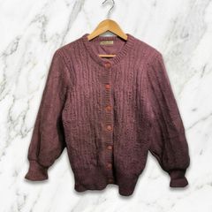 80s 90s vintage 레트로 ROYAL CITY 昭和 레트로 毛混 パープル ニット カーディガン セーター ヴィンテージ 古着