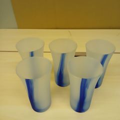 流水 ビールグラス 5客セット すりガラス 一口ビール タンブラー ke1026-13 G