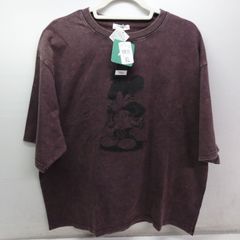 ミッキーマウス メンズ 半袖 Tシャツ XLサイズ ワイン ユーズド加工 ヴィンテージ加工