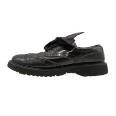 PRADA プラダ ドレスシューズ ウィングチップ リボン レースアップ シューズ エナメル パテントレザー 靴 ブラック 36.5 23.5cm レディース 【中古】