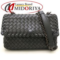 BOTTEGAVENETA ボッテガヴェネタ オリンピア チェーンショルダーバッグ イントレチャート レザー ブラック レディース/353603【中古】