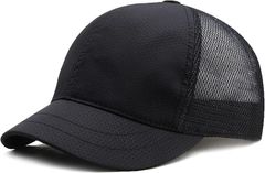 Haberry(ハベリィ) ショートブリム キャップ メンズ レディース メッシュ 帽子 通気性 夏用 ツバ短 無地 (ブラック,  Free Size)