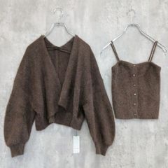 タグ付き COCODEAL ココディール ラメフェザーショートガウン×キャミソール サイズ2 ダークブラウン系 秋冬 シャギーニットアンサンブル カーディガン キャミソール セットアップ レディース ラ・ヴェリタ古着 260930-3086