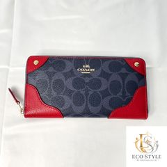 COACH コーチ 長財布 シグネチャー デニム×レッド F53780 중고 品C O-00010-CO046