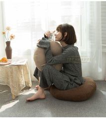 M 座布団 フロアクッション 厚手 丸型 ラウンドタイプ 畳 綿麻 チェアパッド クッション ごろ寝クッション 座椅子 チェアクッション オフィスチェアー用 和室 抱き枕 イス 分厚い 在宅 疲れない 座禅