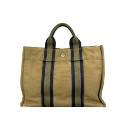 HERMES エルメス トートバッグ フ－ルトゥPM ハンドバッグ キャンバス カーキ 중고 유니섹스
