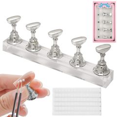 【BEAUTY PLAYER】ネイルスタンド ネイルチップ 固定用 粘土 チップスタンド ネイル 台座 磁気 アクリルマニキュア工具 ネイル練習 粘土で固定 ネイル用品 ネイルチップ スタンド ディスプレイ (シルバー＋粘土) 0