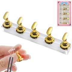 【BEAUTY PLAYER】ネイルスタンド チップスタンド ネイル 台座 磁気 アクリルマニキュア工具 ネイル練習 粘土で固定 ネイル用品 ネイルチップ スタンド ディスプレイ 5本セット（ゴールド） 0