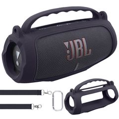 （ケースのみ）JBL Charge 5 Bluetoothスピーカー用ポータブルシリコンケース ショルダーストラップ付き，ブラック - co2CREA 0
