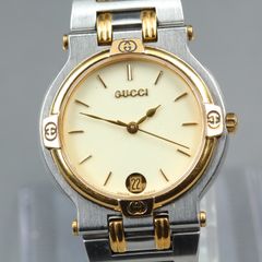 グッチ GUCCI 9000M アイボリー文字盤 クオーツ メンズ 稼働品 デイト