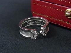 ■美品■ Cartier カルティエ 2Cリング K18 750 18金 WG ダイヤモンド 総重量 約7.29g 指輪 アクセサリー 約8号 シルバー系 ZA0133