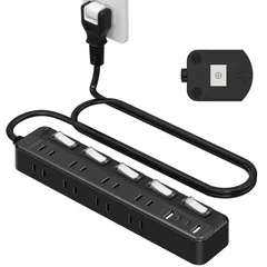 延長コード 2m 電源タップ マグネット 5つ個別スイッチ 8個AC口 2個Type-Cと2個Type-Aポート USB専用スイッチ 0