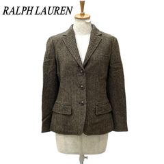 RALPH LAUREN ラルフローレン テーラードジャケット 3つボタン 9 ブラウン ヘリンボーン柄